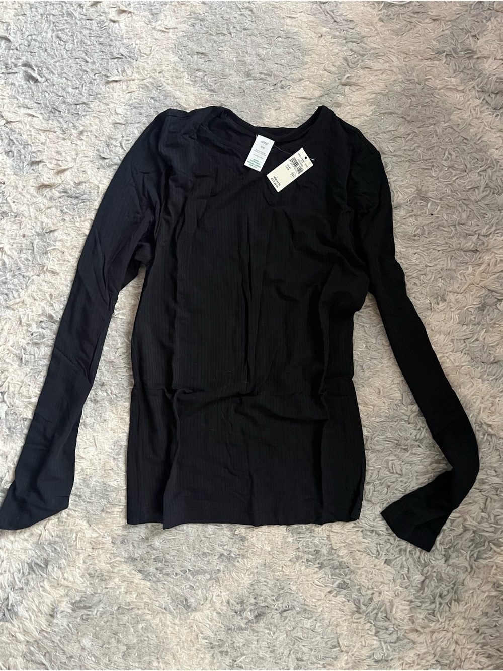 aerie Black Ribbed Long Sleeve Tee